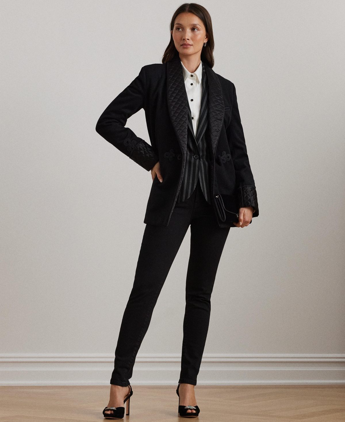 Lauren Ralph Lauren Women's Quilted-Satin-Trim Wool-Blend Coat