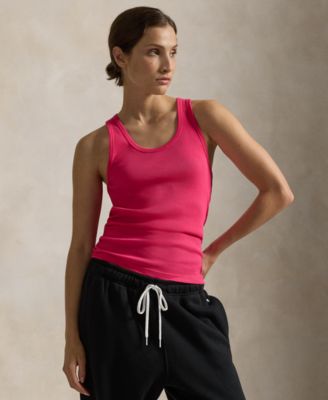 Polo Ralph Lauren - Unisex Pink Pony Ribbed Cotton Tank