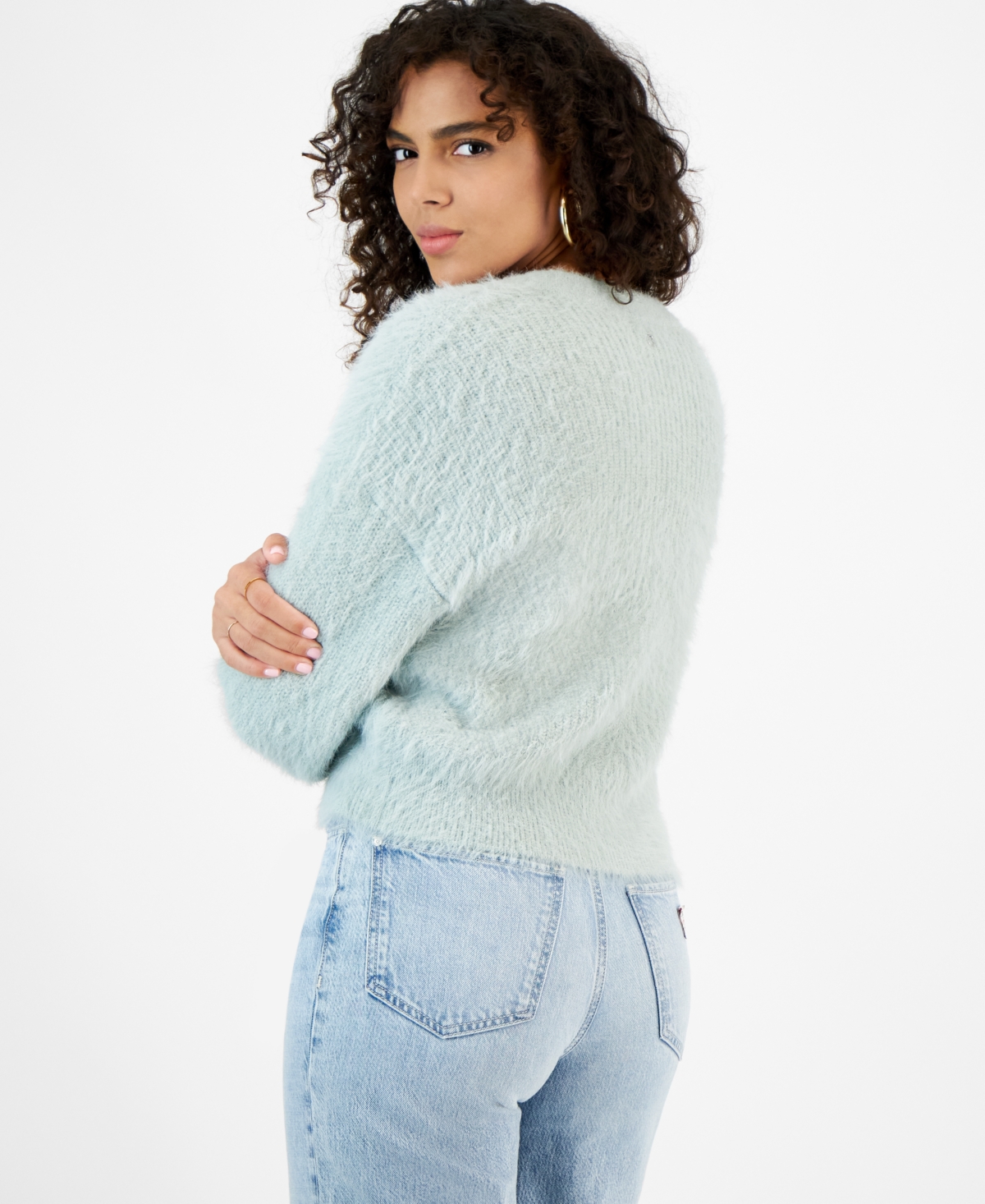 Guess Women's Keyla Rhinestone-Button Cardigan Sweater