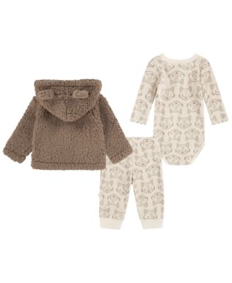 Baby Boys' Sherpa Jacket, Bodysuit and Pants 3-Piece Set