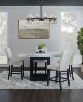 Kellet 5 Pc. Square Marble Dining Set (Counter Height Table & 4 Chairs), Created for Macy's