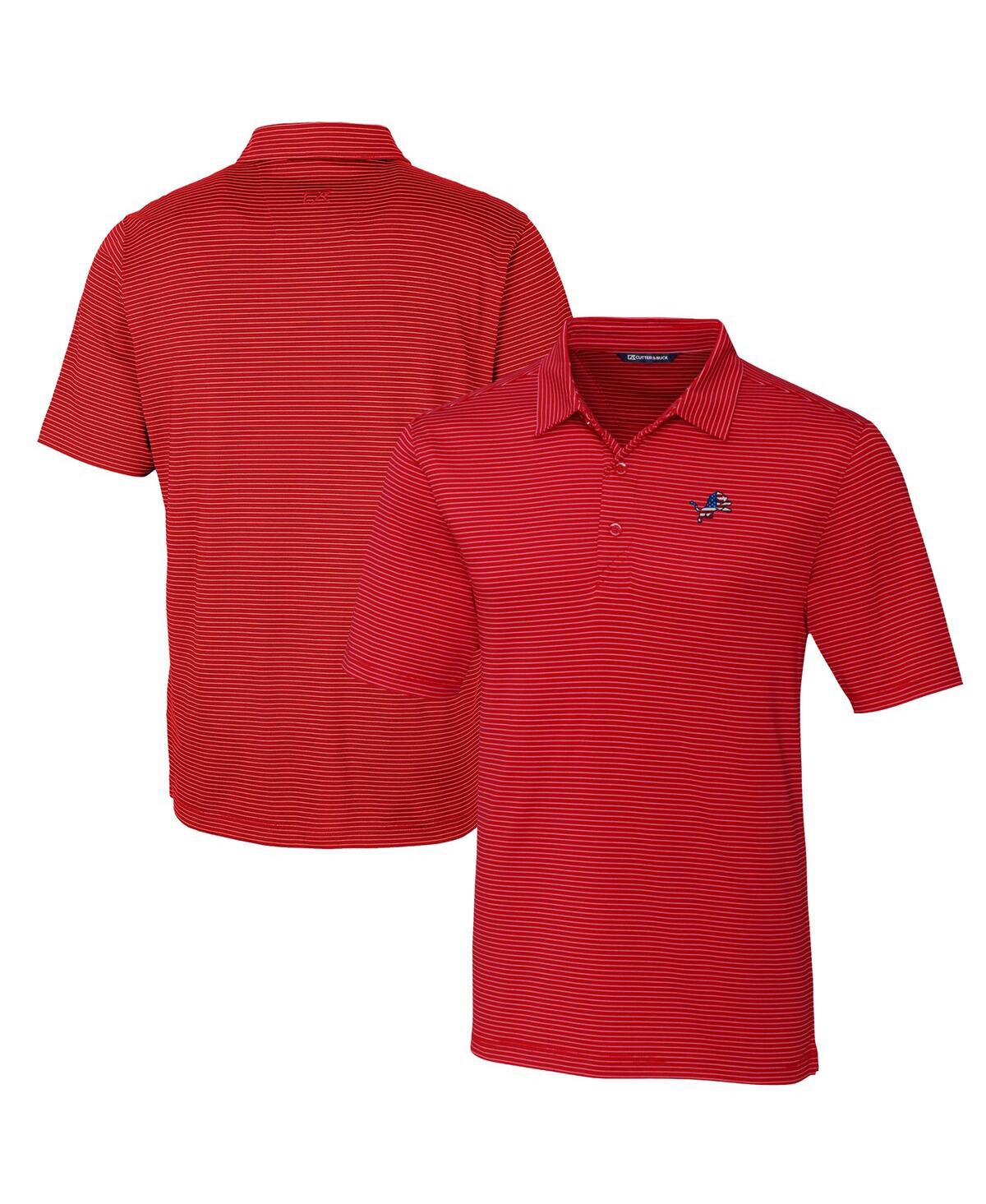 Cutter & Buck Men's Red Detroit Lions Forge Pencil Stripe Polo In Red