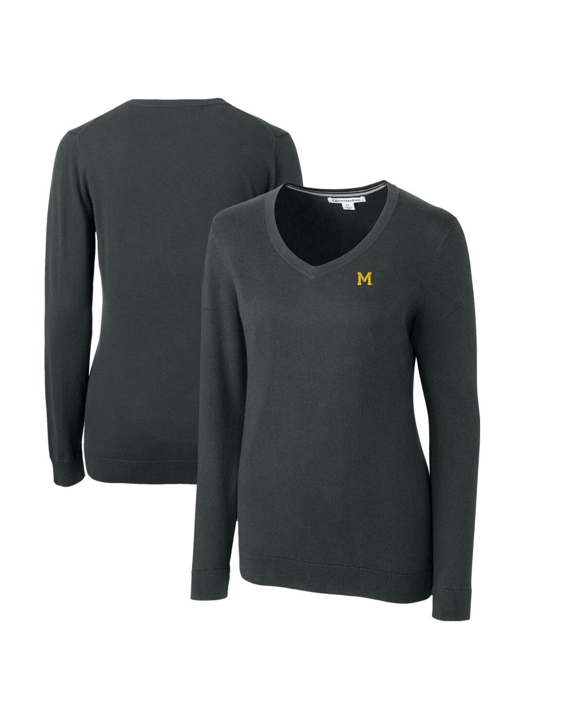 CUTTER & BUCK WOMEN'S MICHIGAN WOLVERINES LAKEMONT TRI-BLEND V-NECK PULLOVER SWEATER 
