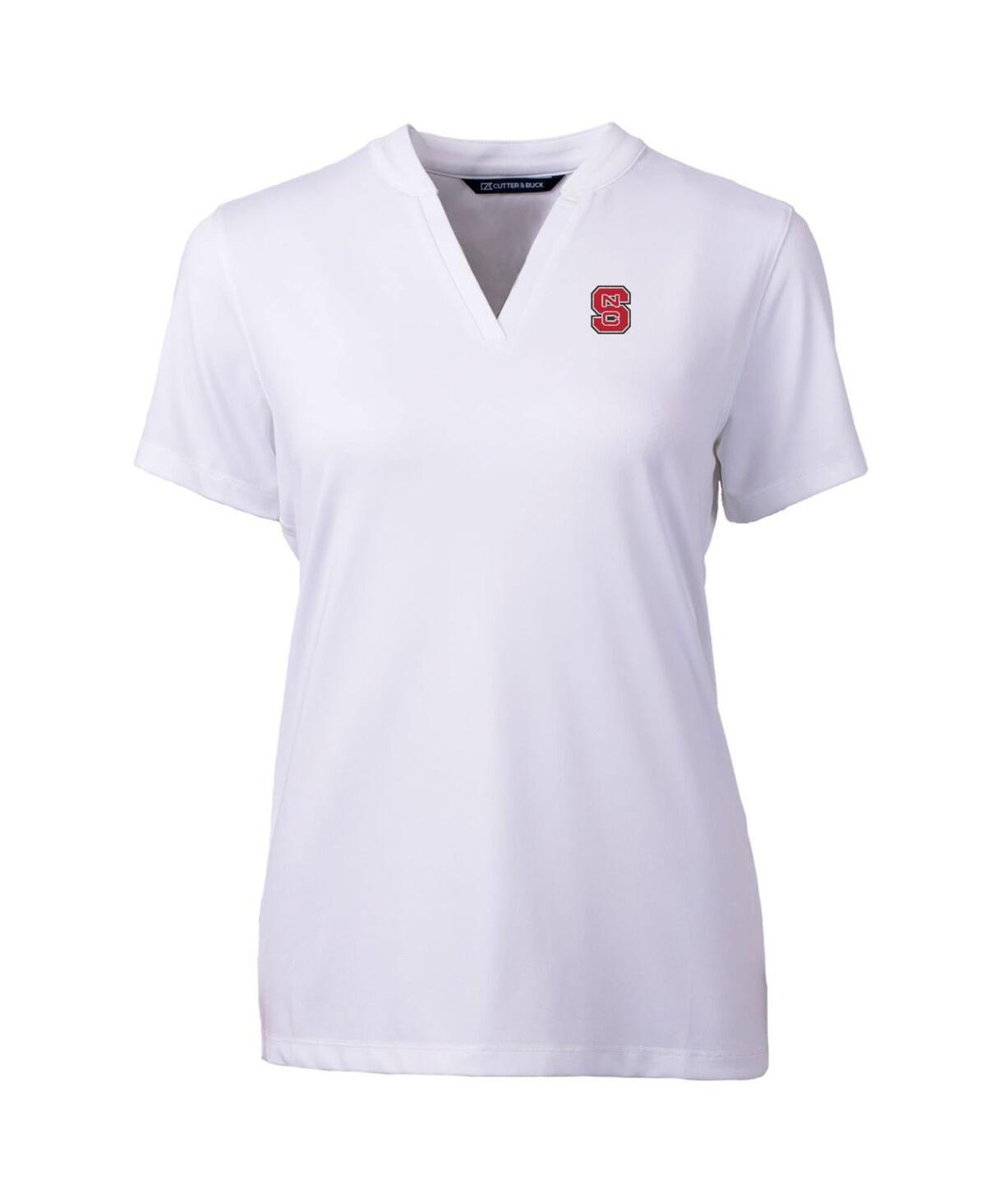 CUTTER & BUCK WOMEN'S WHITE NC STATE WOLFPACK FORGE BLADE V-NECK TOP 
