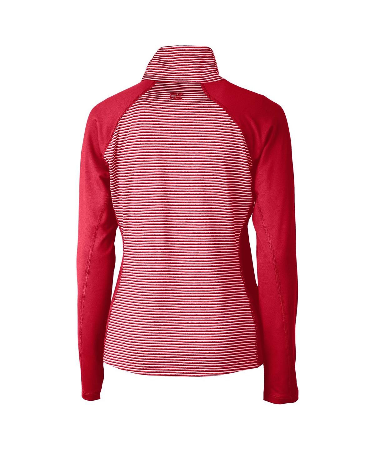 Cutter & Buck Women's Crimson Alabama Crimson Tide Forge Tonal Stripe Stretch Half-zip Pullover Top In Crimson