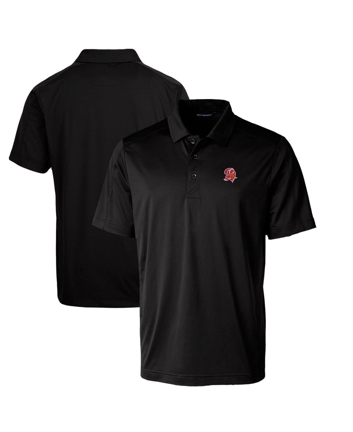 Cutter & Buck Men's Black Tampa Bay Buccaneers Throwback Logo Prospect Textured Stretch Polo In Black