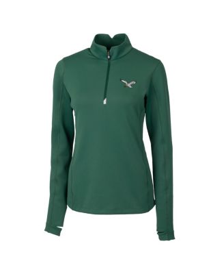 Women's Hunter Green Philadelphia Eagles Gridiron Classics Logo DryTec Traverse Stretch Quarter-Zip Pullover Top