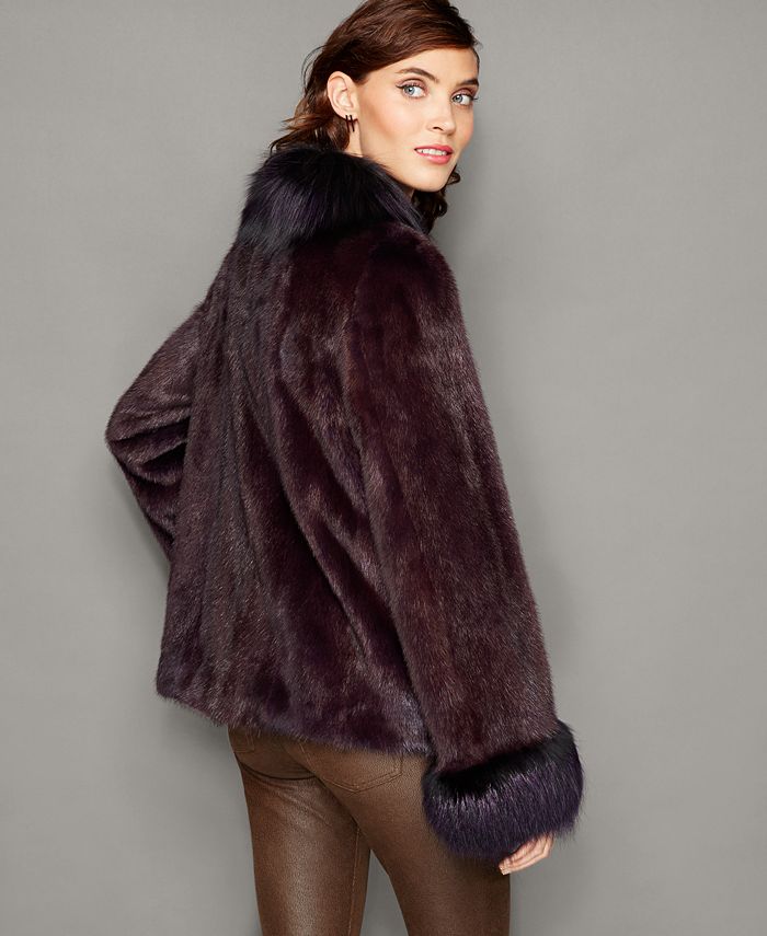 The Fur Vault Fox-Trim Mink Fur Jacket & Reviews - Macy's