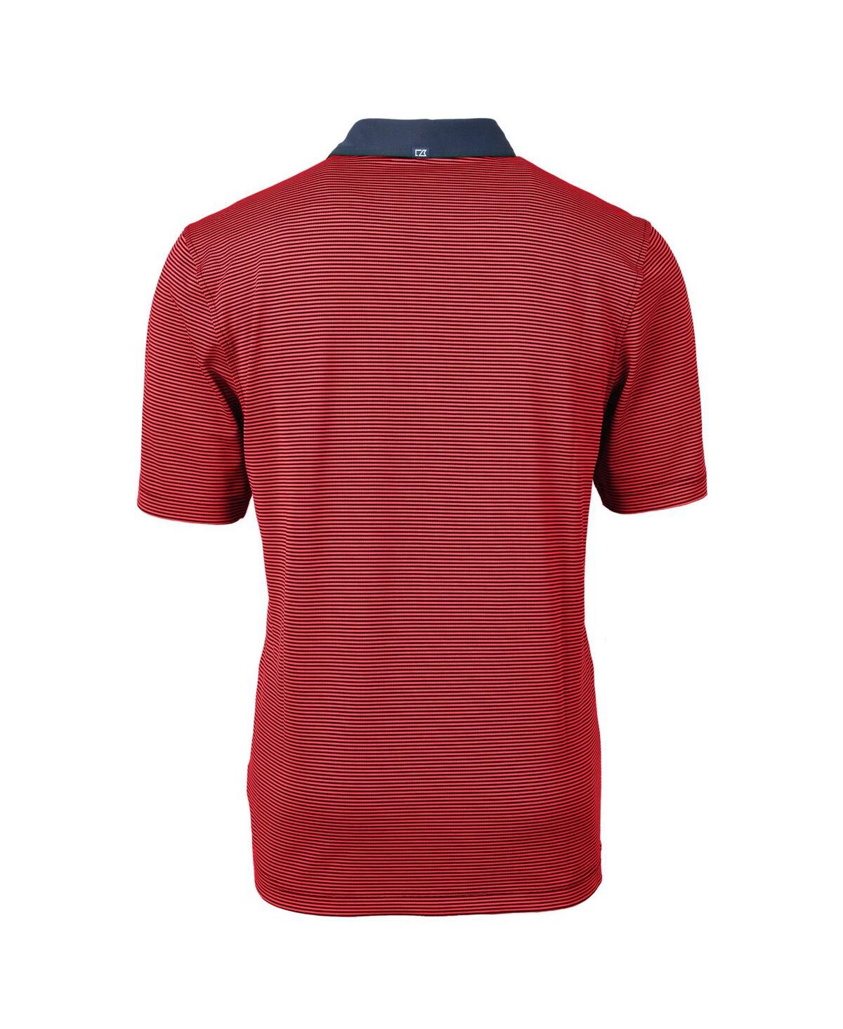 Cutter & Buck Men's Red/navy Jacksonville Jumbo Shrimp Virtue Eco Pique Micro Stripe Polo In Red,navy