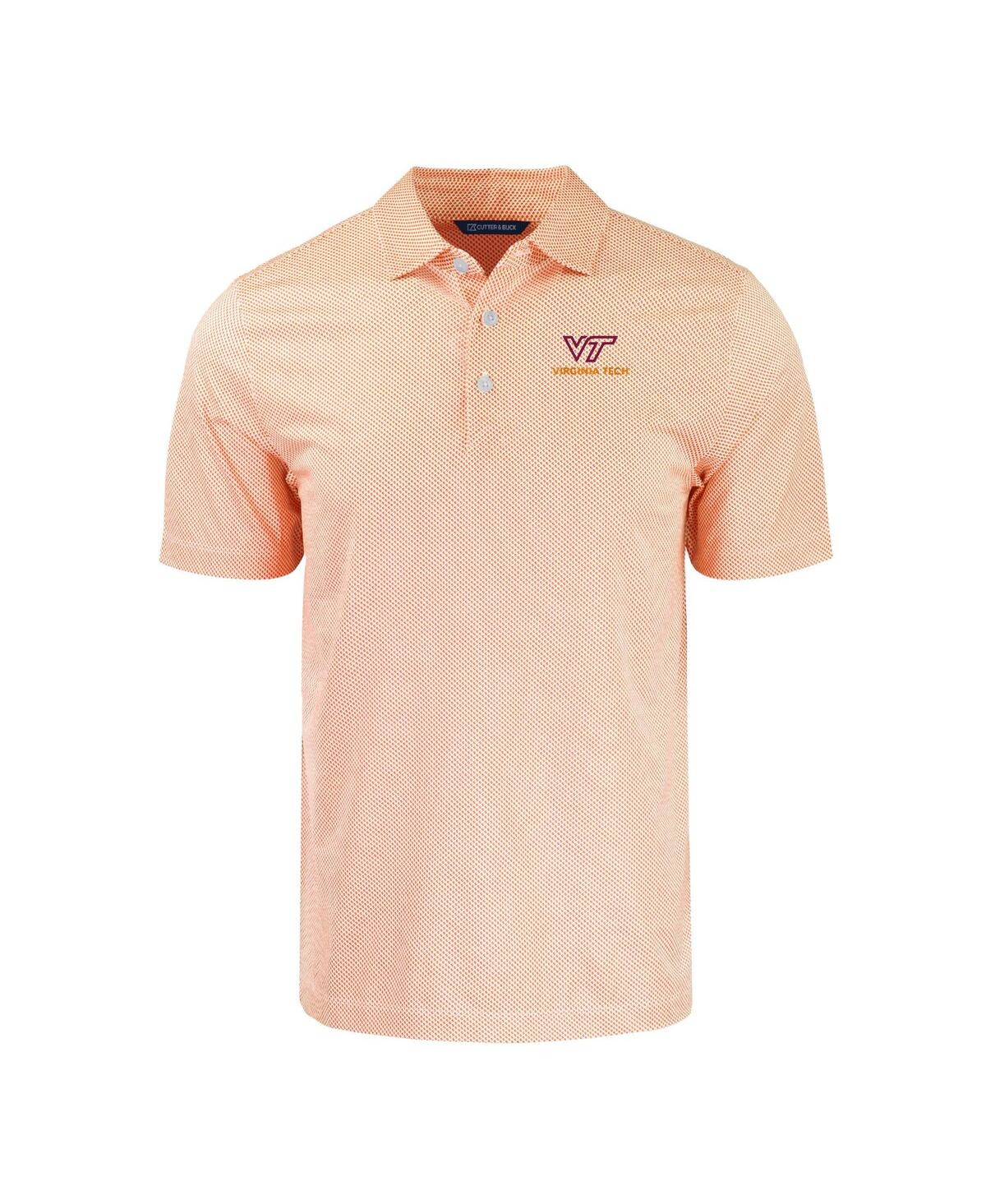 Cutter & Buck Men's Orange/white Virginia Tech Hokies Pike Eco Symmetry Print Stretch Polo In Orange,white