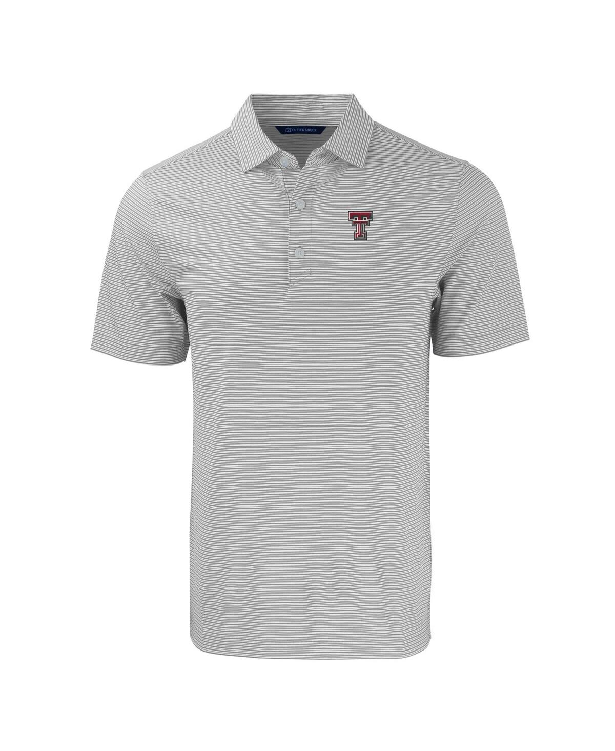 Cutter & Buck Men's Texas Tech Red Raiders Forge Eco Double Stripe Stretch Polo In Gray,white
