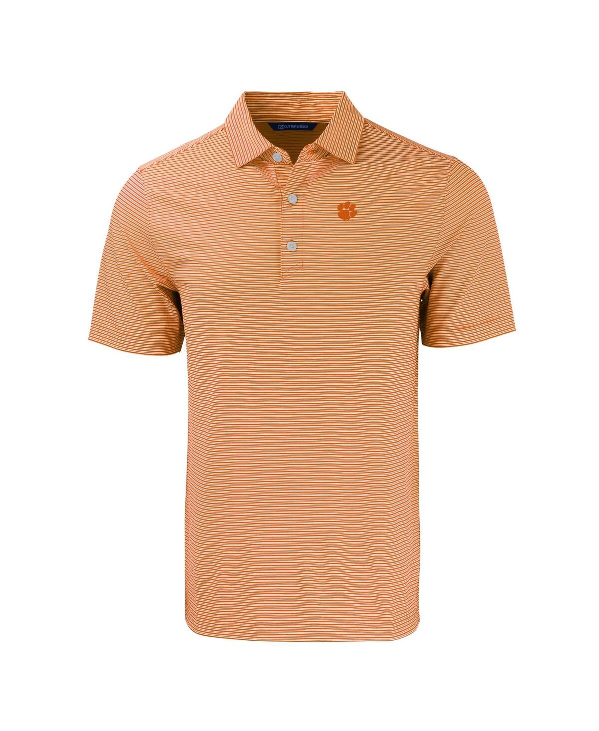 Cutter & Buck Men's Clemson Tigers Forge Eco Double Stripe Stretch Polo In Orange