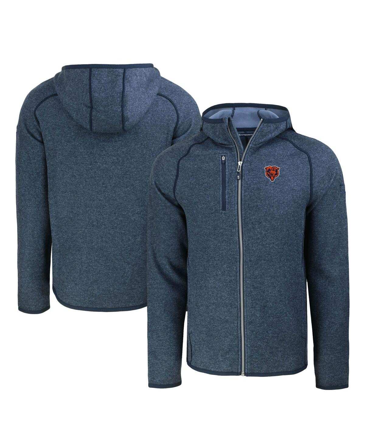 Men's Heather Navy Chicago Bears Throwback Mainsail Sweater-Knit Full-Zip Hoodie - Heather Navy