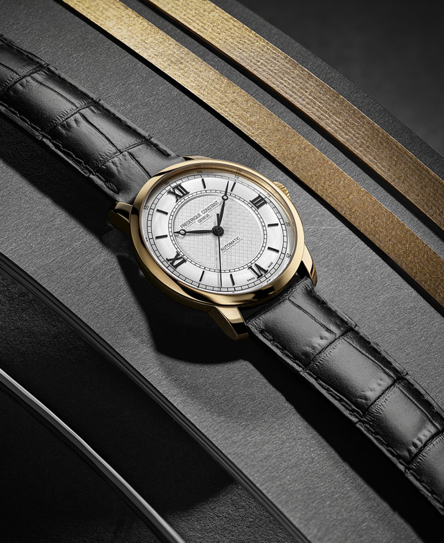 Мужские часы Frederique Constant Swiss Automatic Classics Premiere Black Leather Strap Watch 39mm — фото 4