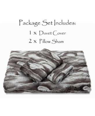 Premium Faux Fur Duvet Cover Set - Faux Fur & Minky Blanket Duvet Cover (104” x 90”) & 2 Pillow Shams (20” x 36”) - 3-Piece Set, Leopard, King