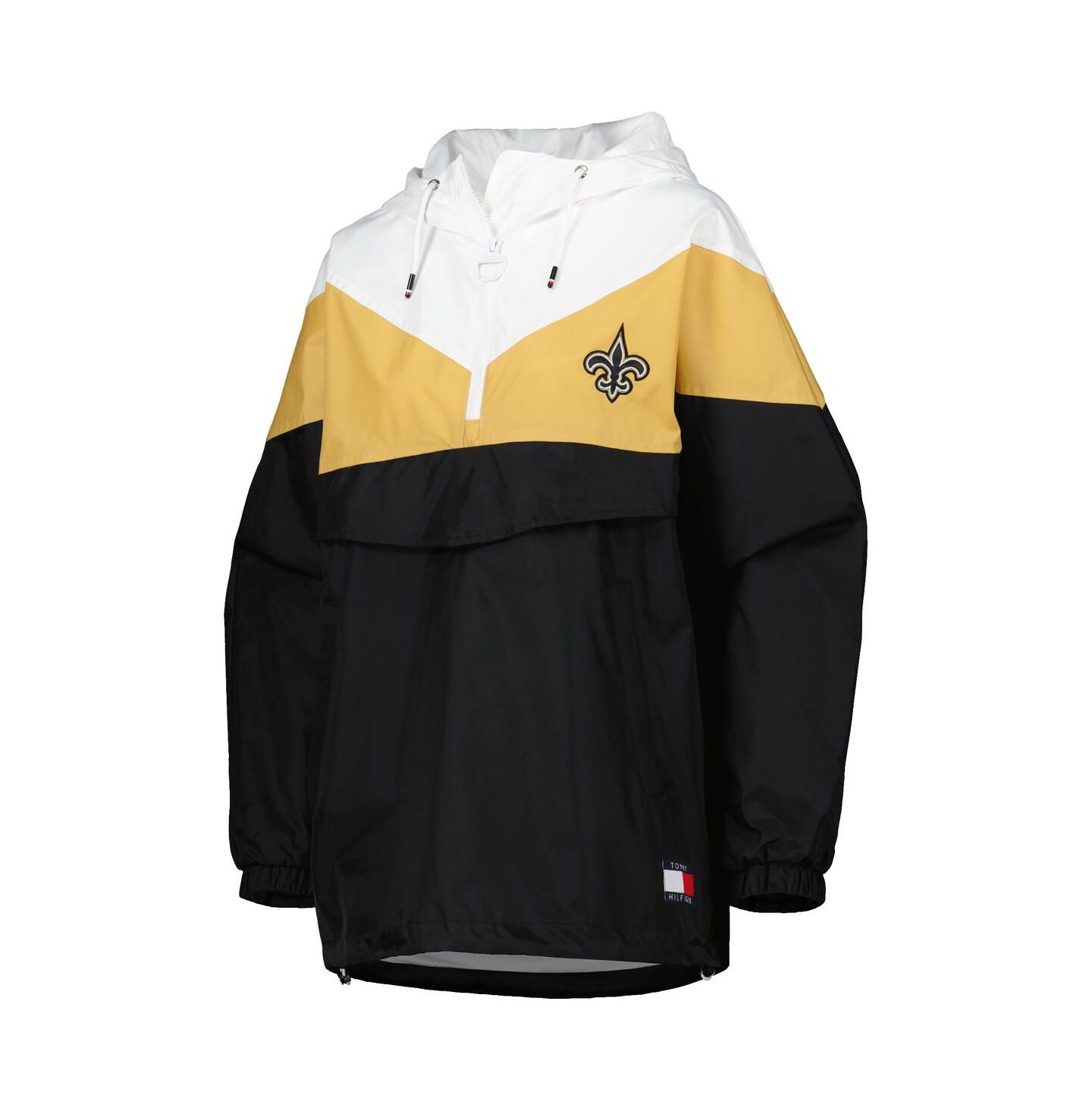 Женские худи Tommy Hilfiger White/Gold New Orleans Saints Staci Half-Zip Windbreaker Jacket — фото 3