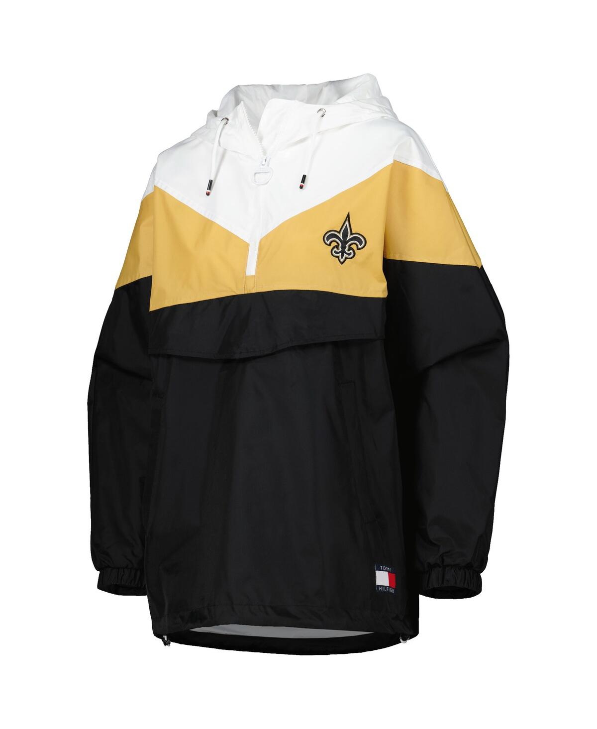 Tommy Hilfiger Women's White/gold New Orleans Saints Staci Half-zip Hoodie Windbreaker Jacket In White,gold