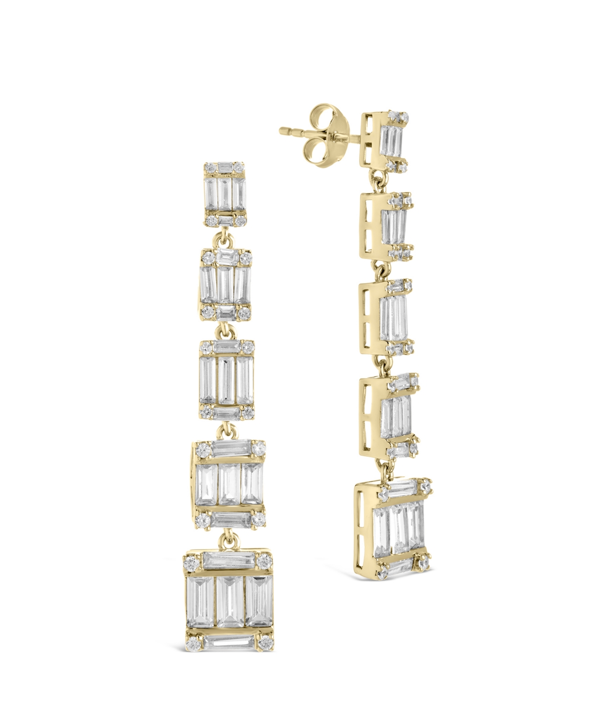 Sterling Forever Penelope Cubic Zirconia Linear Drop Earrings In Gold