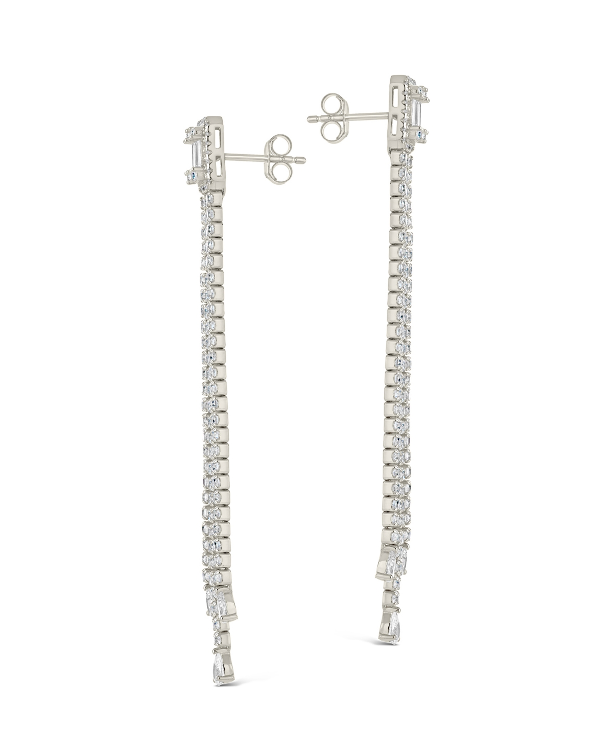 Sterling Forever Naomi Cubic Zirconia Dangle Stud Earrings In Silver