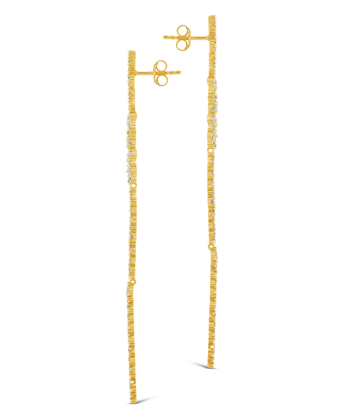 Sterling Forever Audrina Cubic Zirconia Linear Drop Earrings In Gold