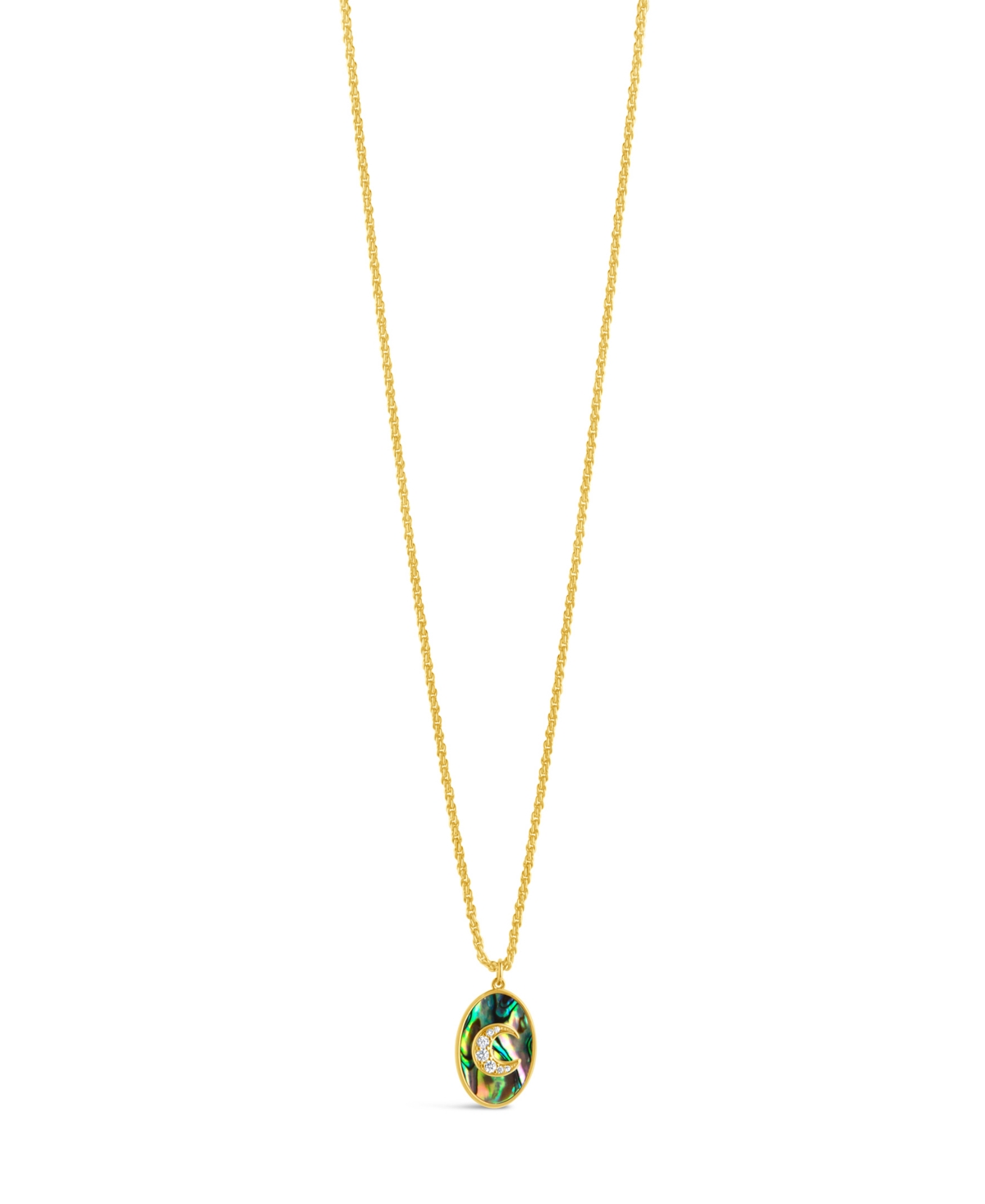 Sterling Forever Carrie Cubic Zirconia Abalone Night Sky Pendant Necklace In Gold