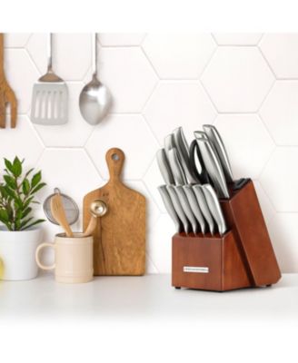 15 Piece Stainless Steel Knife Set with Block and Sharpener