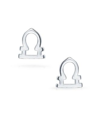 Tiny Simple Libra Astrology Horoscope Zodiac Stud Earrings .925 Sterling Silver