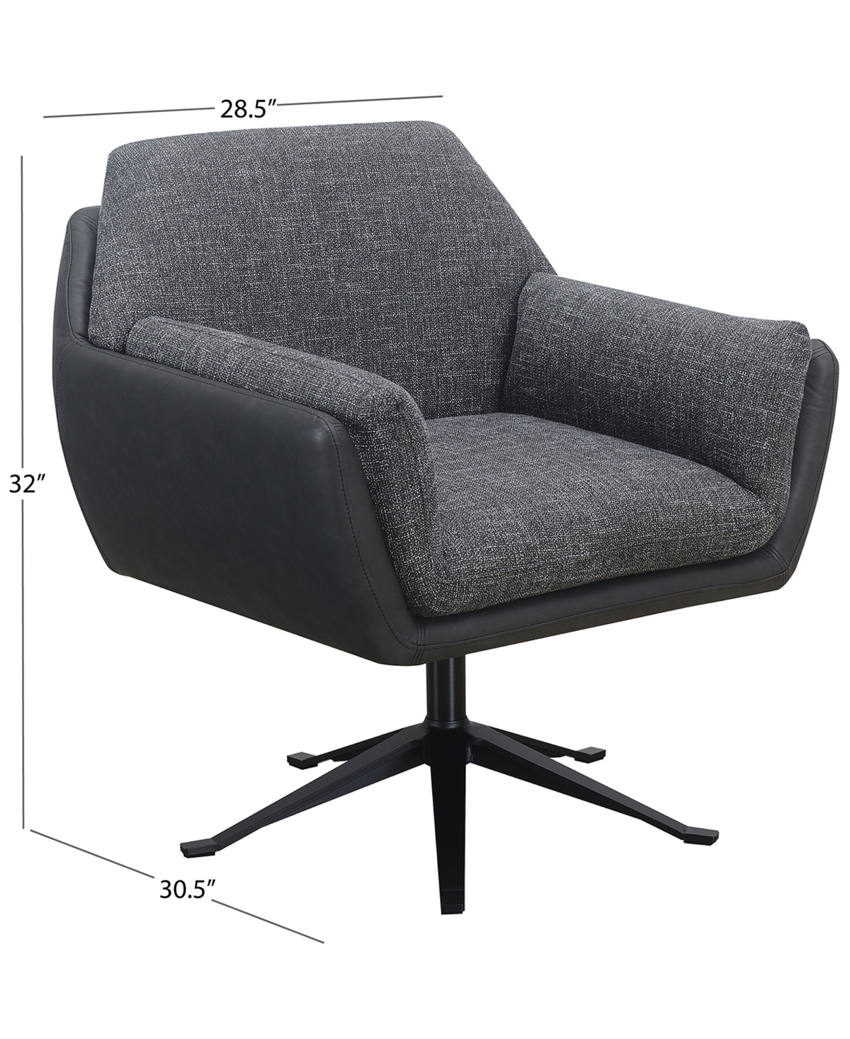 Abbyson Living Ace 32" Wood Two-toned Swivel Accent Chair In Gray