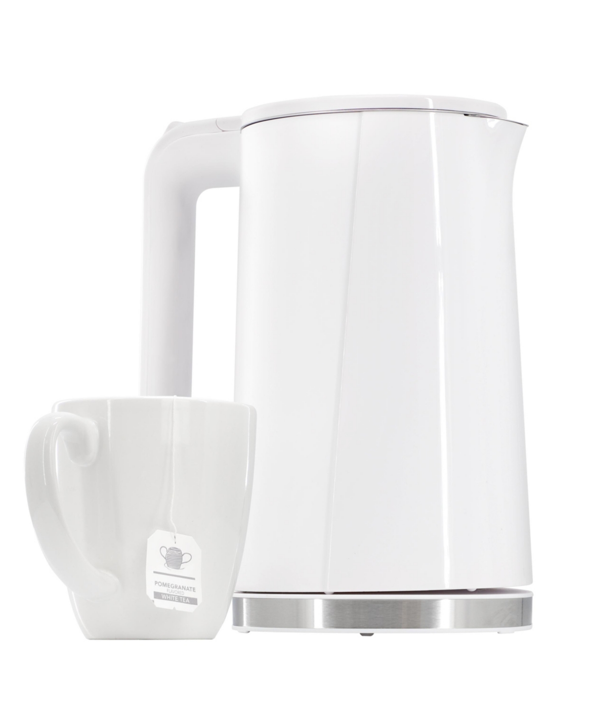 Megachef 1.7 Liter Double Wall Stainless Steel Electric Tea Kettle - White