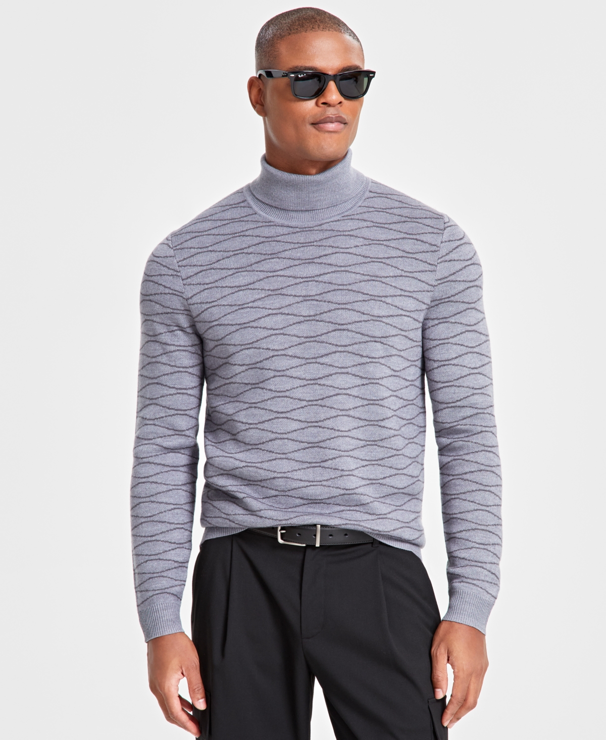 Alfani Men s Wool blend Textured Turtleneck Sweater Created For Macy s In Rolling Stone H ModeSens