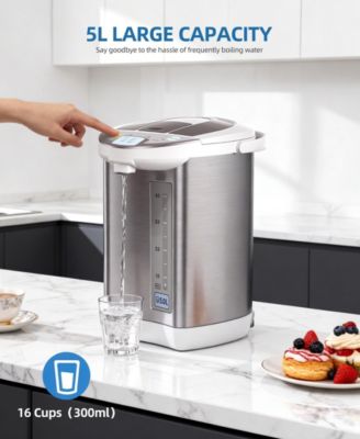 5L/5.28 Qt Stainless Steel Electric Water Boiler and Warmer Hot Water Dispenser with Rotating Base