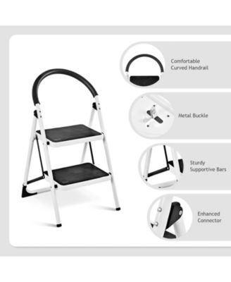 2.75-Foot Folding Step Stool with Iron Frame and Anti-Slip Pedals