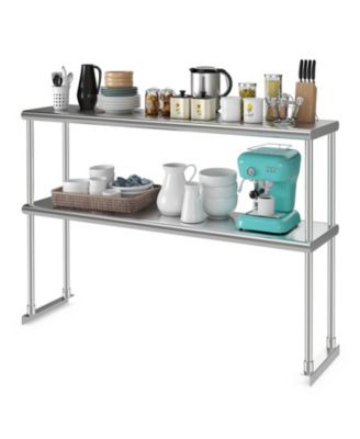 48 x 12 Inch Kitchen Stainless Steel Over shelf with Adjustable Lower Shelf