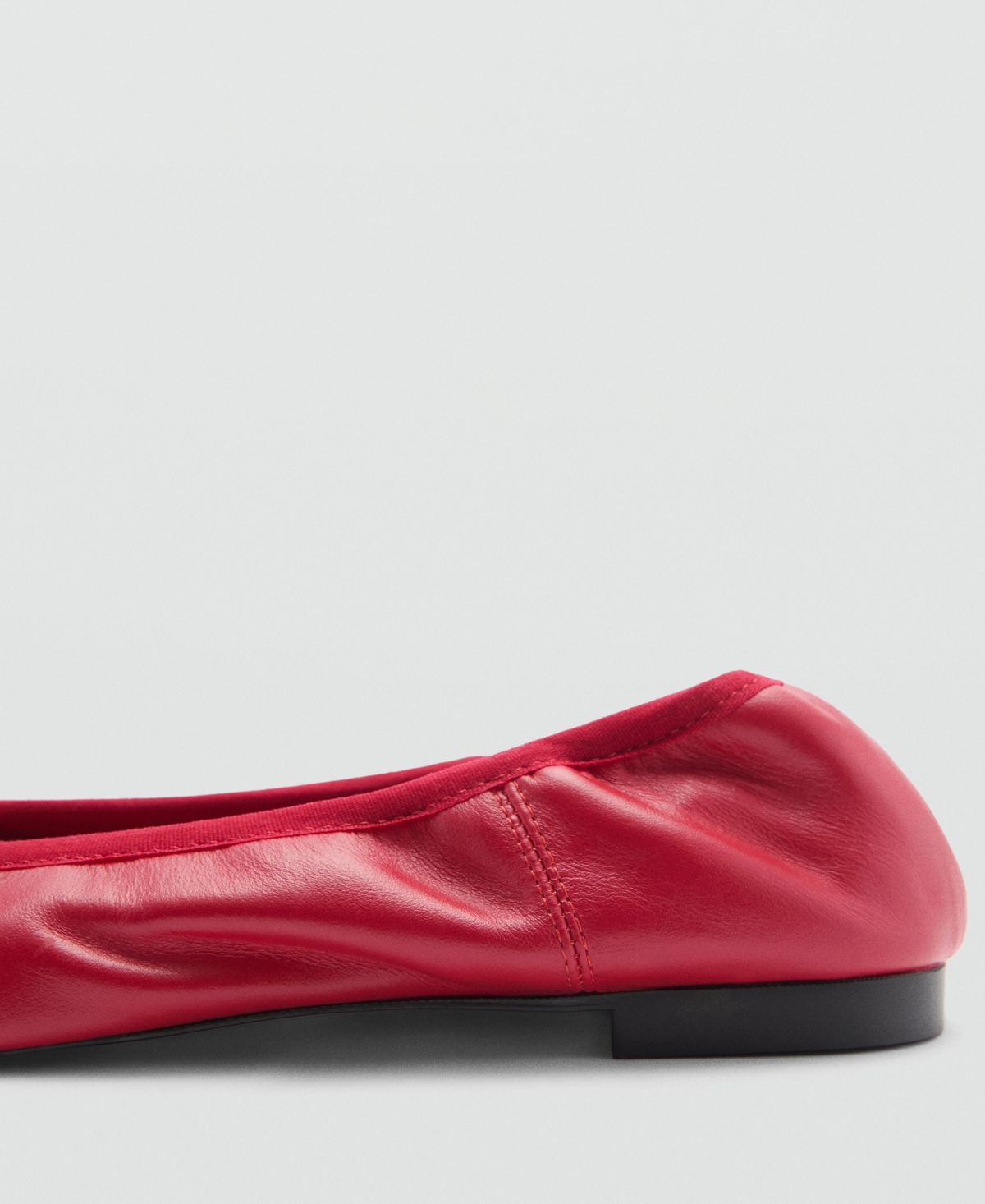 Mango Women's Bow Detail Leather Ballet Flats