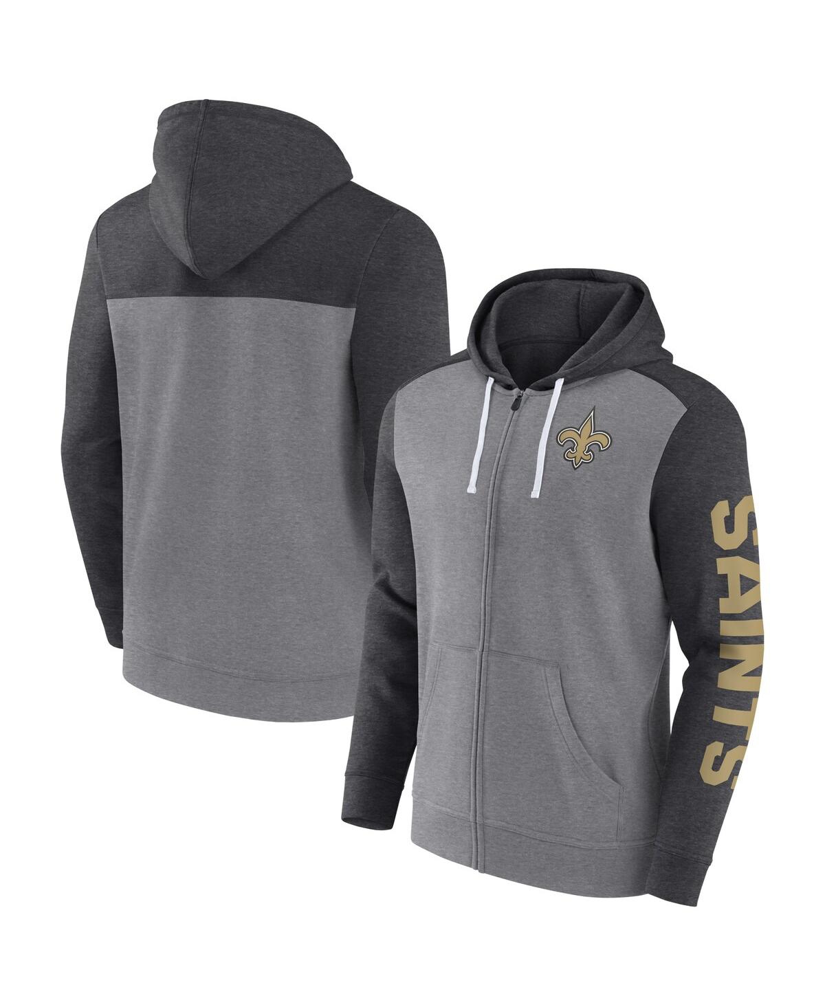 Fanatics Men's Heather Gray New Orleans Saints Down And Distance Full-zip Hoodie In Heather Gray