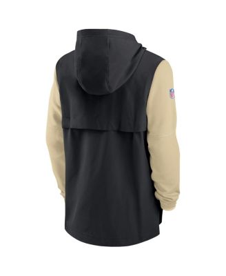 Men's Black/Gold New Orleans Saints Sideline Player Quarter-Zip Hoodie