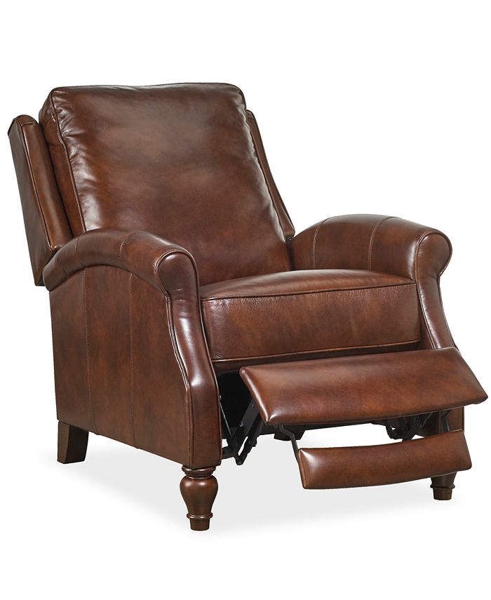 Furniture Leeah Leather Pushback, Saddle Leather Recliner