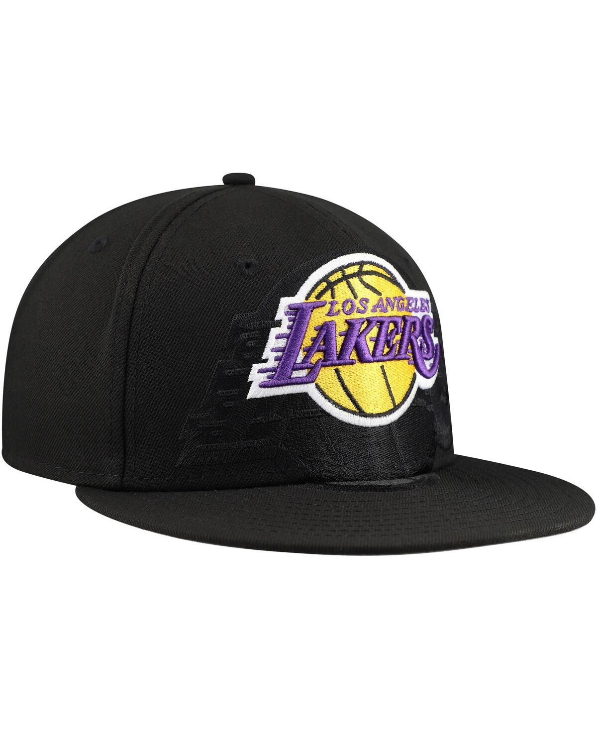 Shop New Era Men's Black Los Angeles Lakers Blackout Shadow Logo 59fifty Fitted Hat
