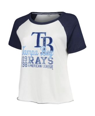 Women's White Tampa Bay Rays Plus Size Baseball Raglan T-Shirt