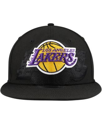 Men's Black Los Angeles Lakers Blackout Shadow Logo 59FIFTY Fitted Hat