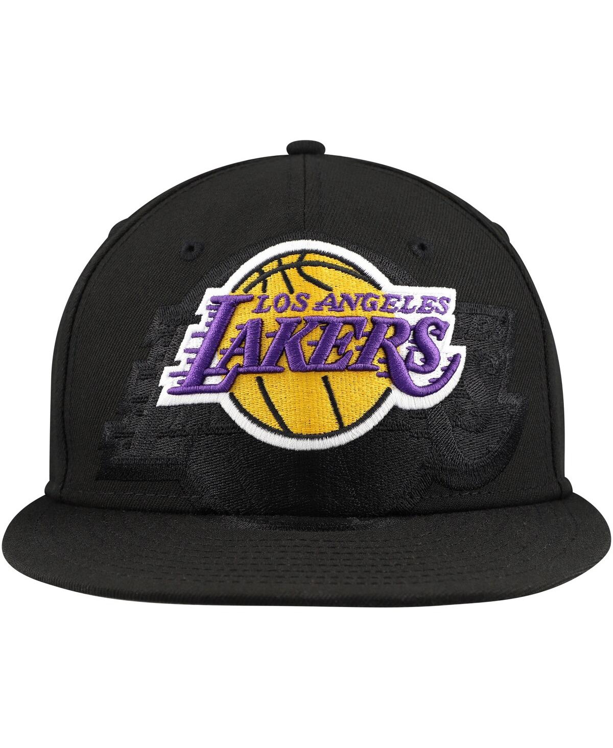 Shop New Era Men's Black Los Angeles Lakers Blackout Shadow Logo 59fifty Fitted Hat