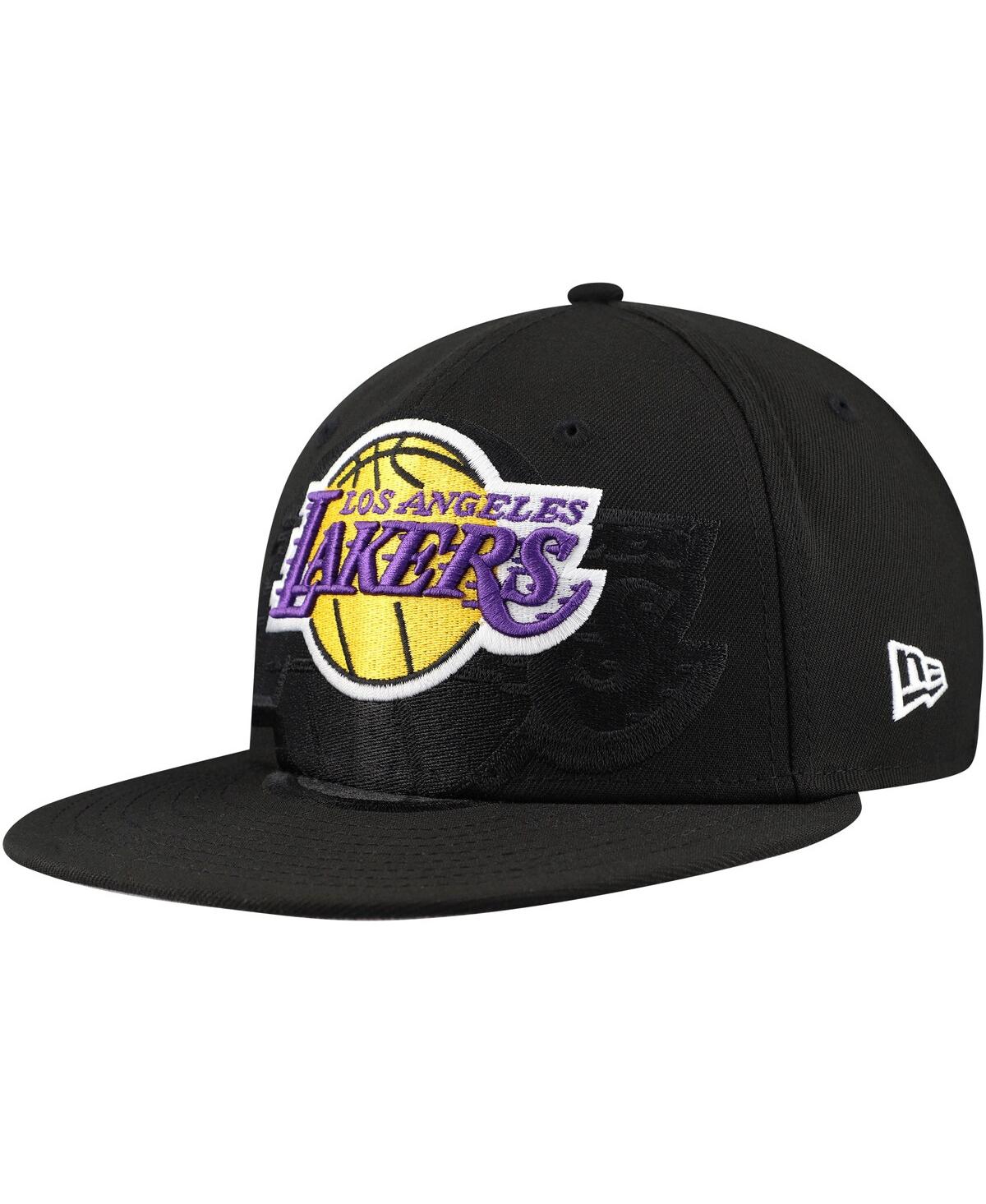 Shop New Era Men's Black Los Angeles Lakers Blackout Shadow Logo 59fifty Fitted Hat