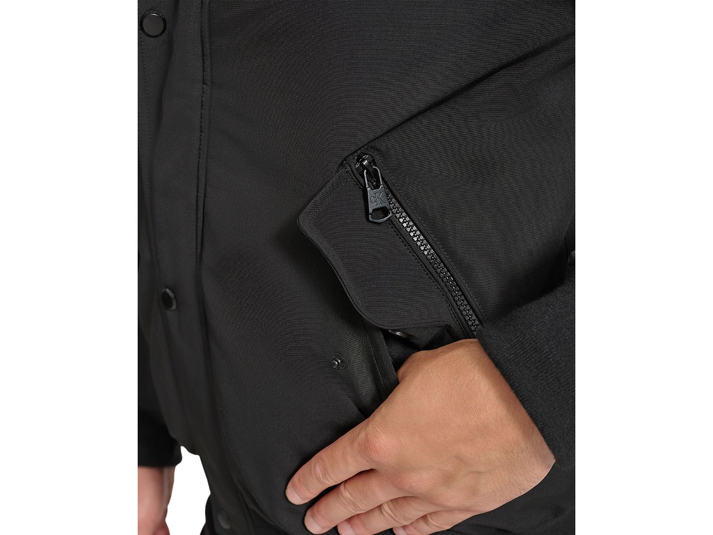 Мужская куртка Calvin Klein Arctic Faille Parka Bomber with Sherpa lined Hood, цвет: Чёрный — фото 4