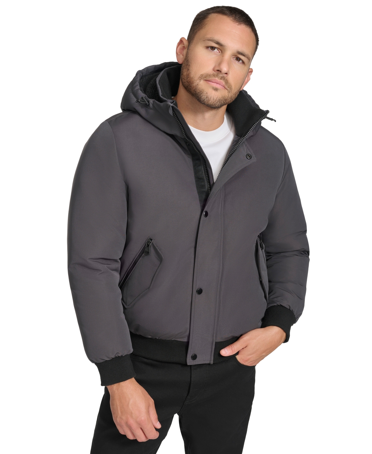Calvin Klein Ckm Short Parka Ocm4 In Iron