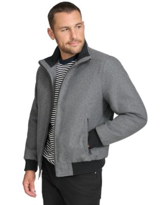 Men's Wool Bomber Jacket With Knit Trim
