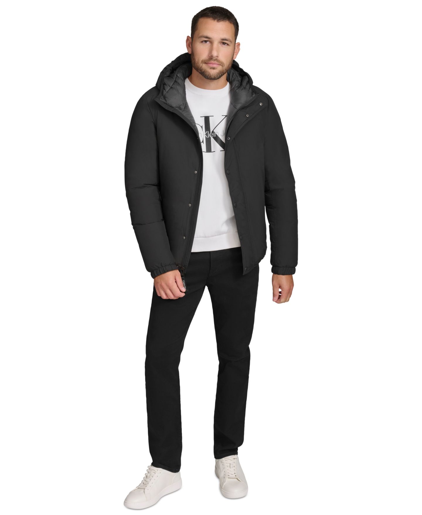 Мужская куртка Calvin Klein Ripstop Hooded Puffer, цвет: Чёрный — фото 1