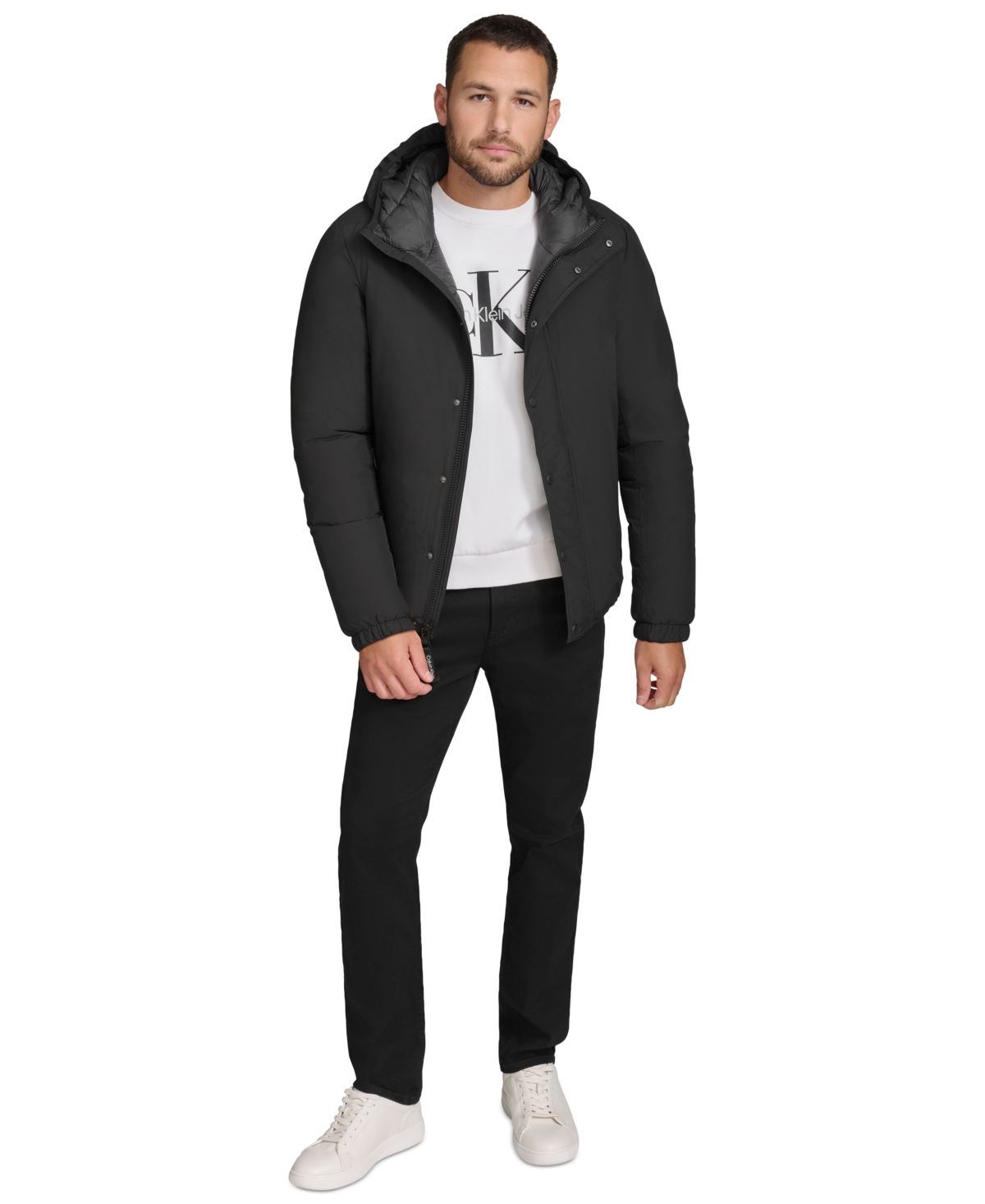 CALVIN KLEIN MEN'S RIPSTOP HOODED PUFFER JACKET 