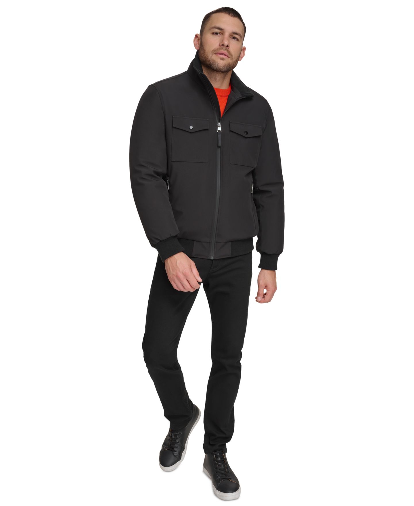 Мужская куртка Calvin Klein Flex Tech Water-Resistant Bomber, цвет: Чёрный — фото 5