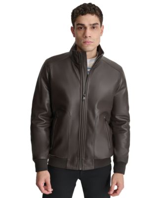 DKNY Men s Smooth Faux Leather Bomber Jacket Macy s