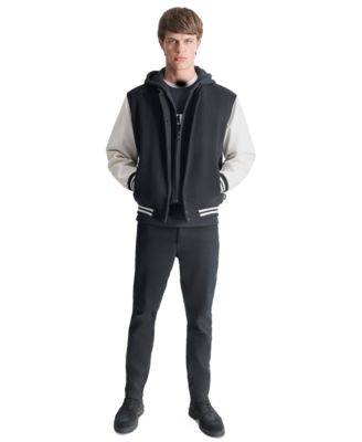 Men's Colorblocked Removable Hood Varsity Jacket